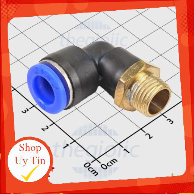 [3 Cái]- PL10-02 Đầu Nối Khí Nén Cong L Ống 10mm Ren Ngoài 12.7mm, 1/4inch Giang Tech Hub