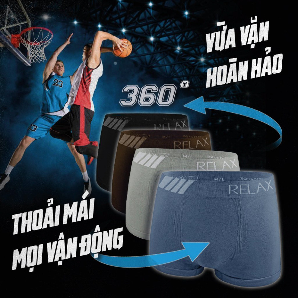 (Bán Chạy) Quần Lót Nam Boxer Dệt kim Relax RLTK014 Boxer -Nylo Elastane-Kháng Khuẩn-Không biến dạng