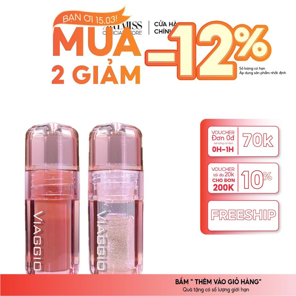 Son Môi Viaggio - Son Gương Bóng VIAGGIO Pha Lê Dưỡng Ẩm Dung Tích Lớn 3.5g