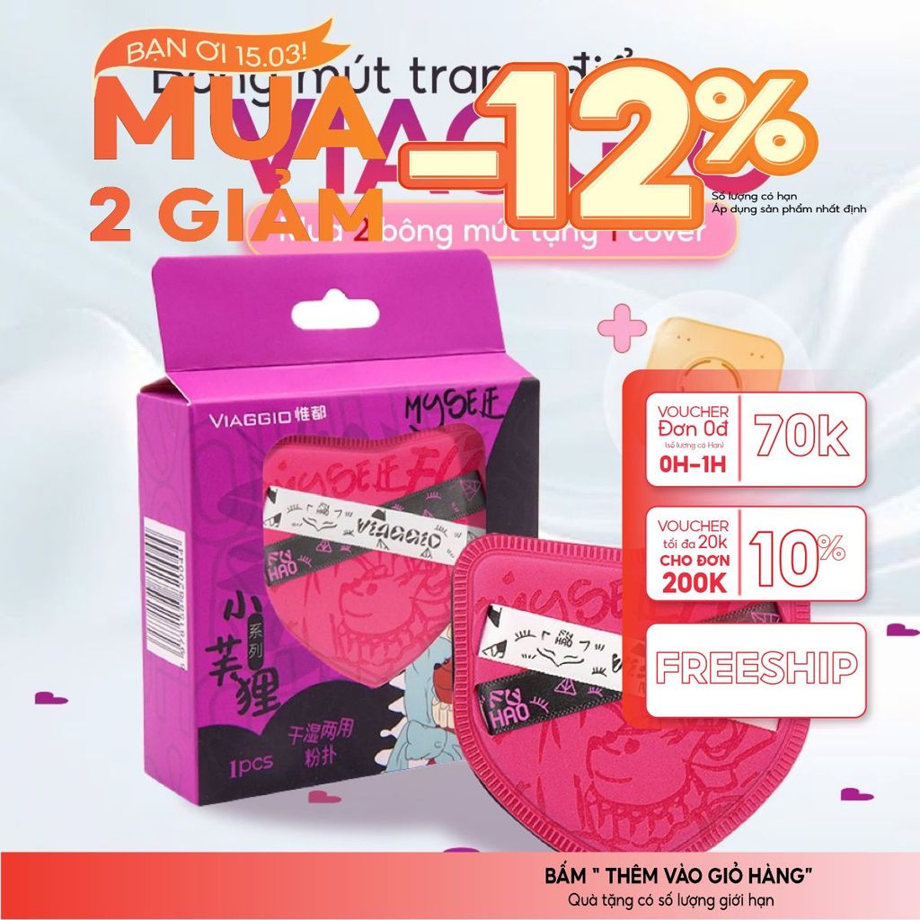 Bông Mút Viaggio:Combo 2 Mút - cái Tán Nền Mịn Màng, Không Hao Kem