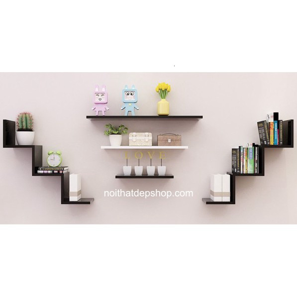Kệ treo tường 2 thanh kiểu bậc thang và 3 thanh ngang [kệ treo tường - kệ trang trí - kệ gỗ] 2026