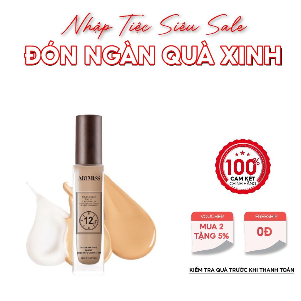 Kem nền ARTMISS  mỏng nhẹ, lâu trôi, giữ nền kiềm dầu kéo dài 12 giờ 40ml 2024
