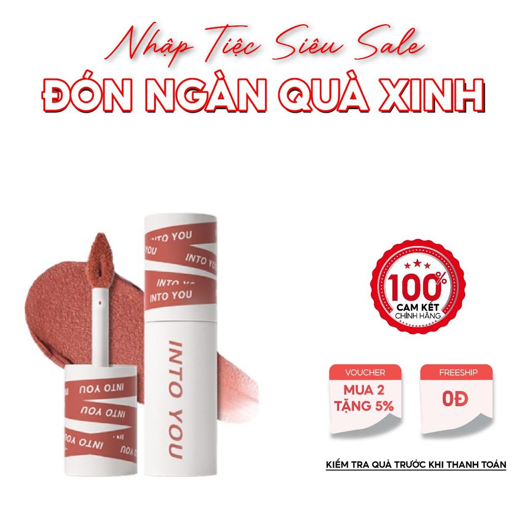 Son Môi Kem Lì INTO YOU Em08 Bùn Môi Trang Điểm Làm Đều Màu Môi 2.2g