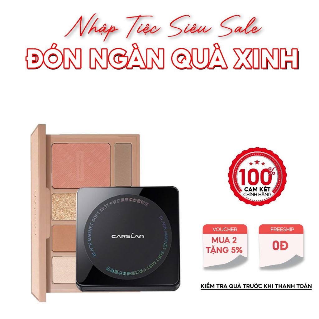 Combo bảng phấn mắt Carslan 10 ô đa sắc + phấn nén Carslan nền mịn, kiềm dầu hiệu quả 2025