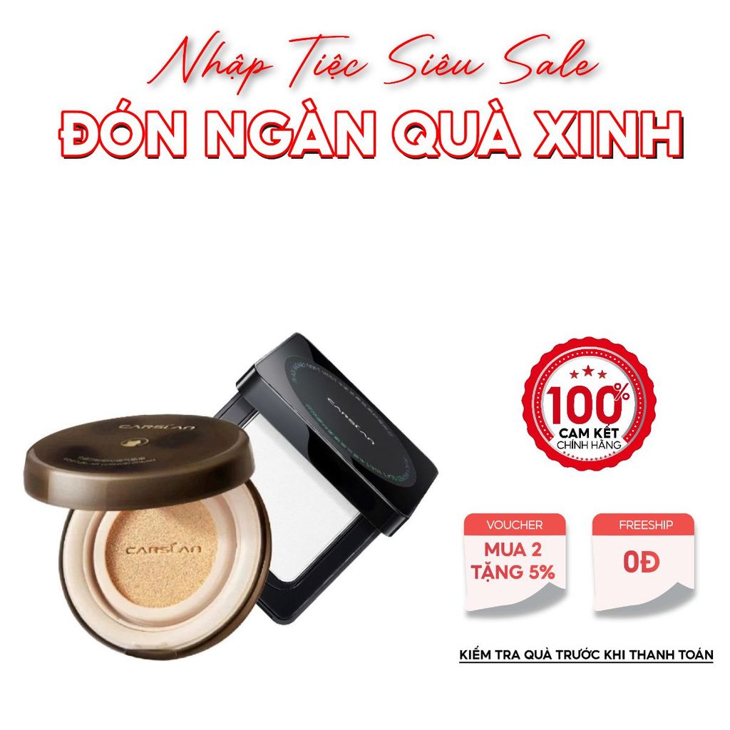 Combo phấn nước Carslan nền căng mịn + phấn nén Carslan kiềm dầu, khóa nền lâu trôi 2025
