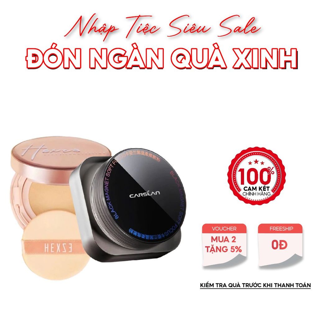 Combo Cushion Hexze + Phấn Phủ Carslan – Lớp Nền Mịn Lì, Tự Nhiên, Kiềm Dầu Đỉnh Cao