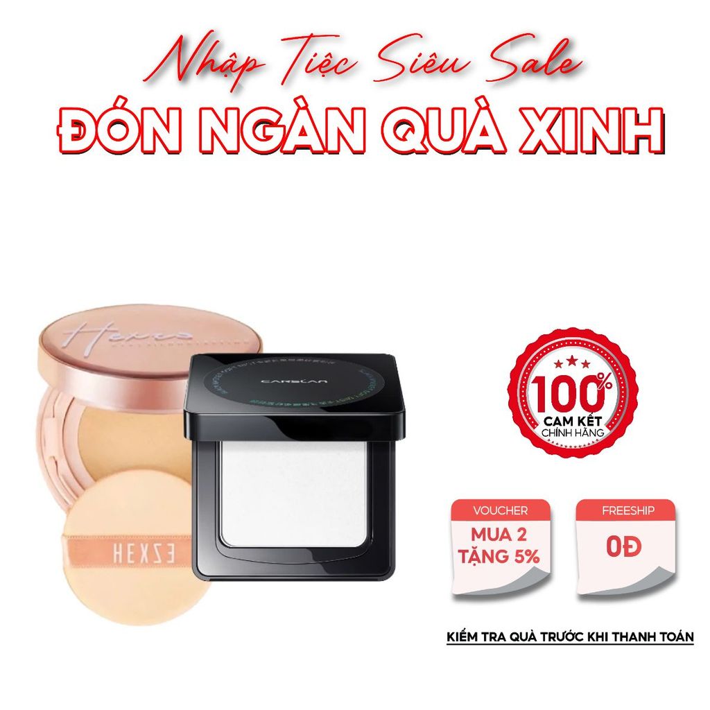 Combo Trang Điểm Nền Hoàn Hảo: Cushion Hexze + Phấn Nén Carslan – Mịn Lì, Lâu Trôi, Kiềm Dầu Cả Ngày