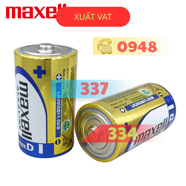 Pin Đại (Pin cỡ D) Maxell Alkaline 1.5V LR20 (GD) chính hãng