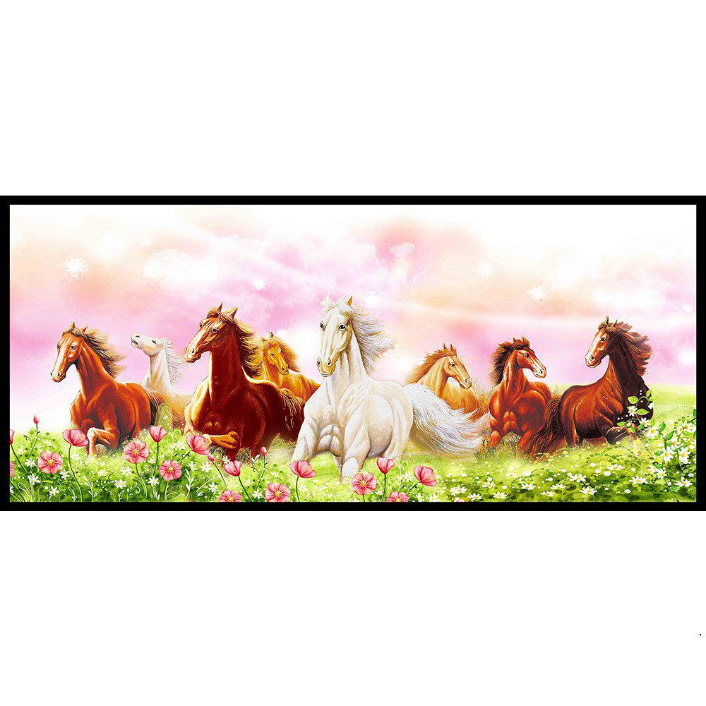 Tranh mã đáo thành công, tranh DECAL dán tường phủ kim sa cao cấp, tranh treo phòng khách KT120 x 80