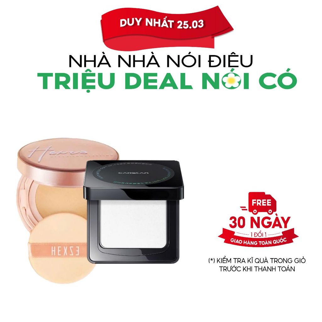 Combo Trang Điểm Nền Hoàn Hảo: Cushion Hexze + Phấn Nén Carslan – Mịn Lì, Lâu Trôi, Kiềm Dầu Cả Ngày
