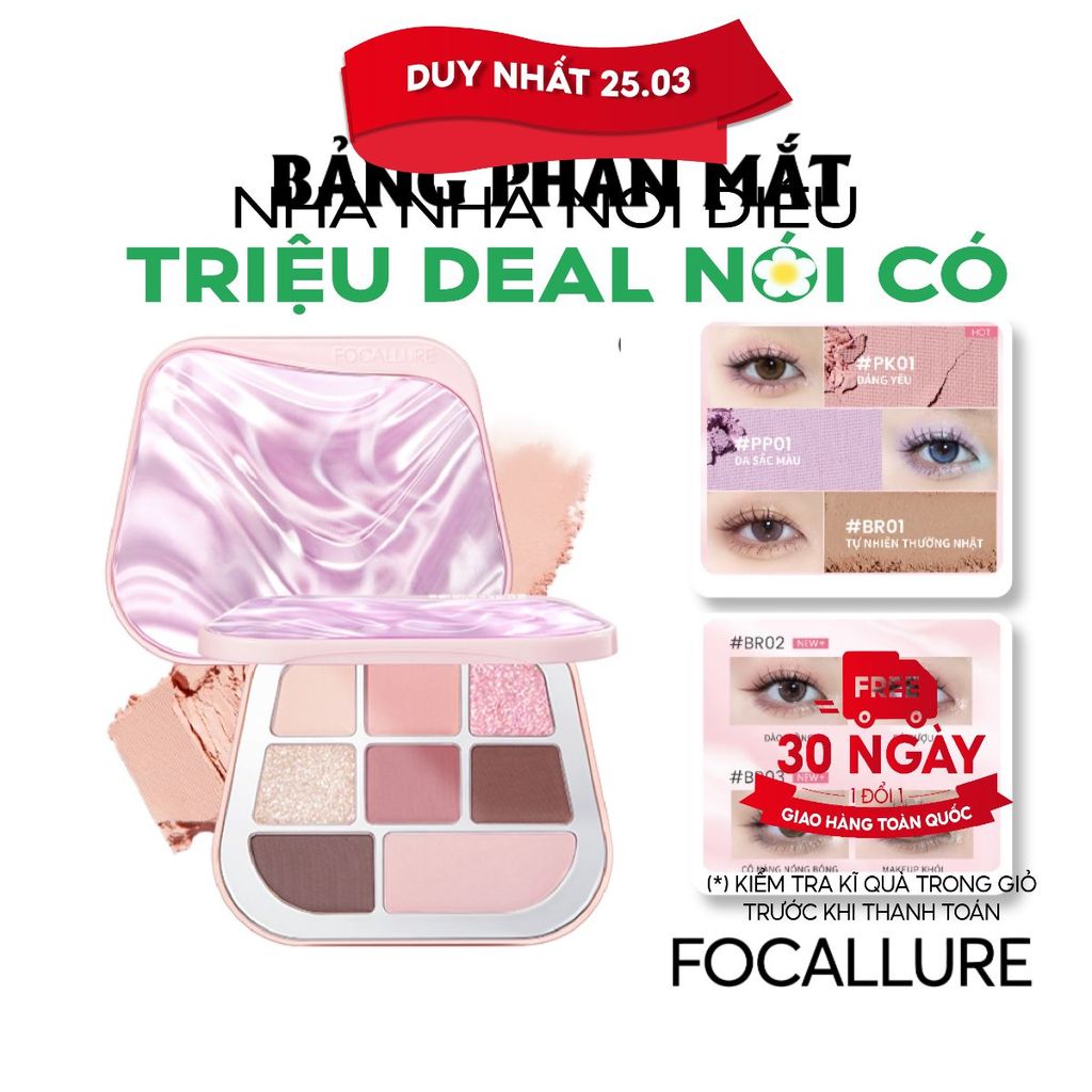 {MUA 2 GIẢM 12%]Bảng Phấn Mắt FOCALLURE Chính Hãng 8 màu– Nhũ Ánh, Mịn Mượt, Giữ Màu Suốt Ngày