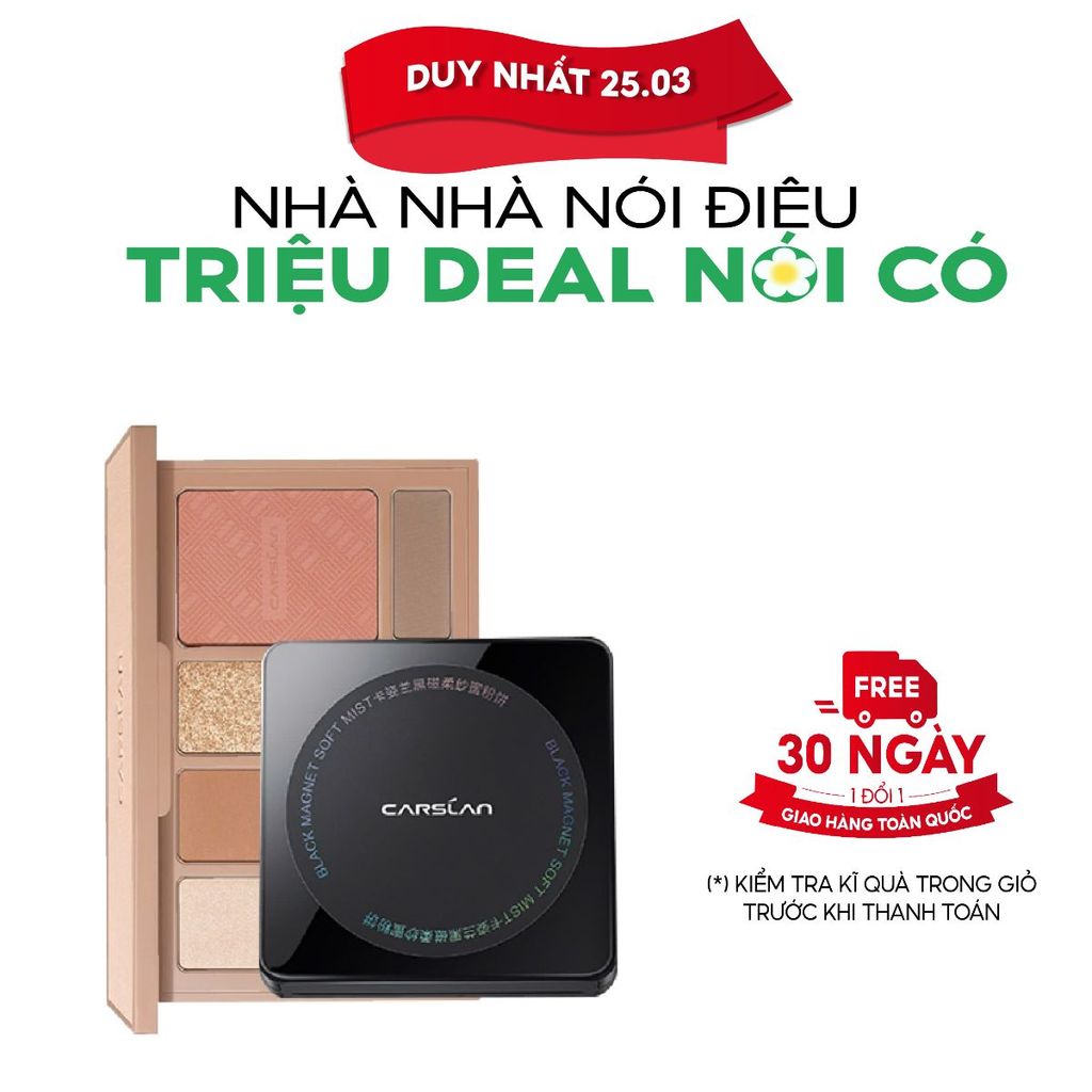 Combo bảng phấn mắt Carslan 10 ô đa sắc + phấn nén Carslan nền mịn, kiềm dầu hiệu quả