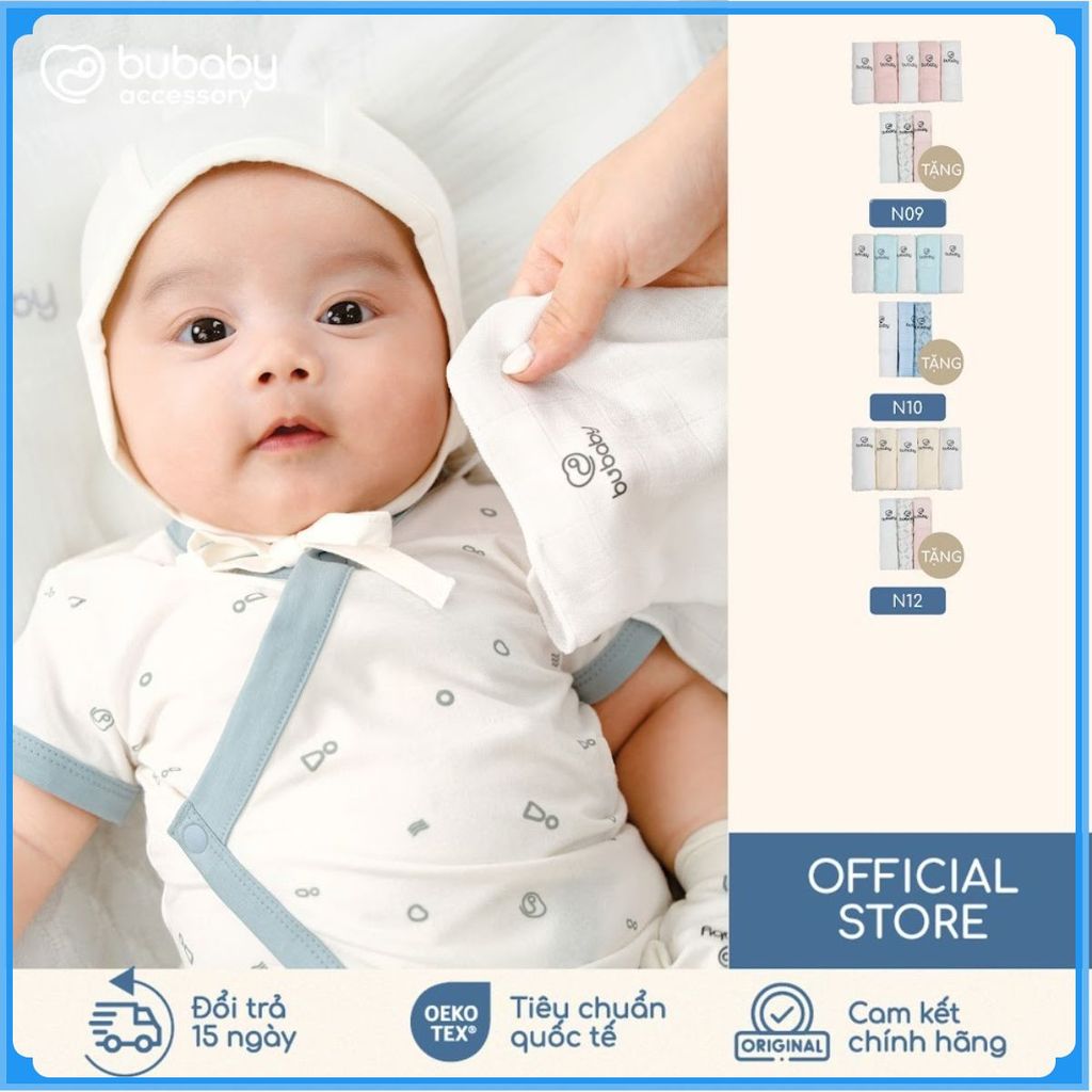 Khăn sữa cho bé Mix màu Bubaby Bamboo Cotton Muslin - AMU104806 | Khăn xô em bé sơ sinh Chính hãng