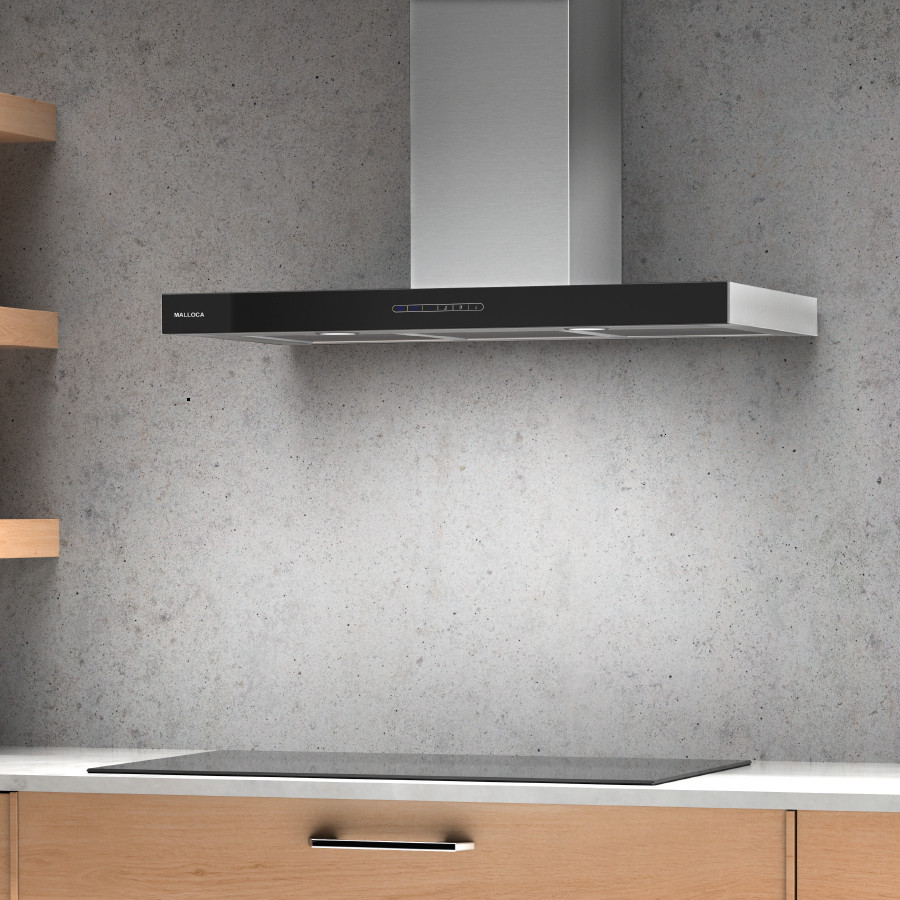 Máy Hút Mùi Áp Tường Malloca MIN F-205 – Dạng Chữ T 90cm, Kính Đen Sang Trọng, Hút Mạnh 750m³/h - MI