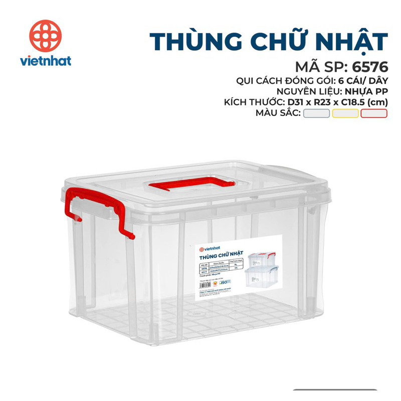 Hộp nhựa để đồ chơi trong suốt, thùng đựng lego cho bé 6L/18L 6576,6577