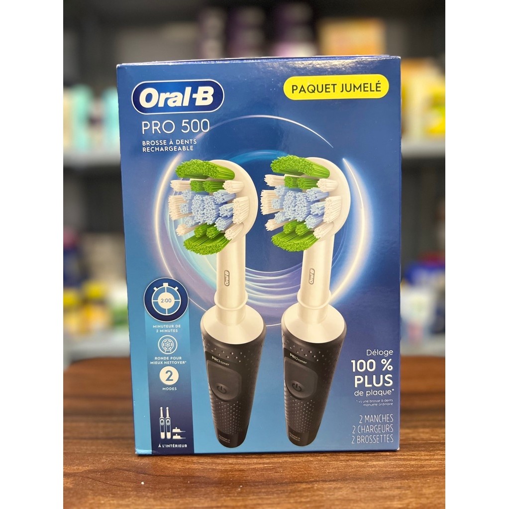 Set 2 Bàn chải điện Oral-B Pro 500 Rechargeable Toothbrush Chính Hãng Mỹ