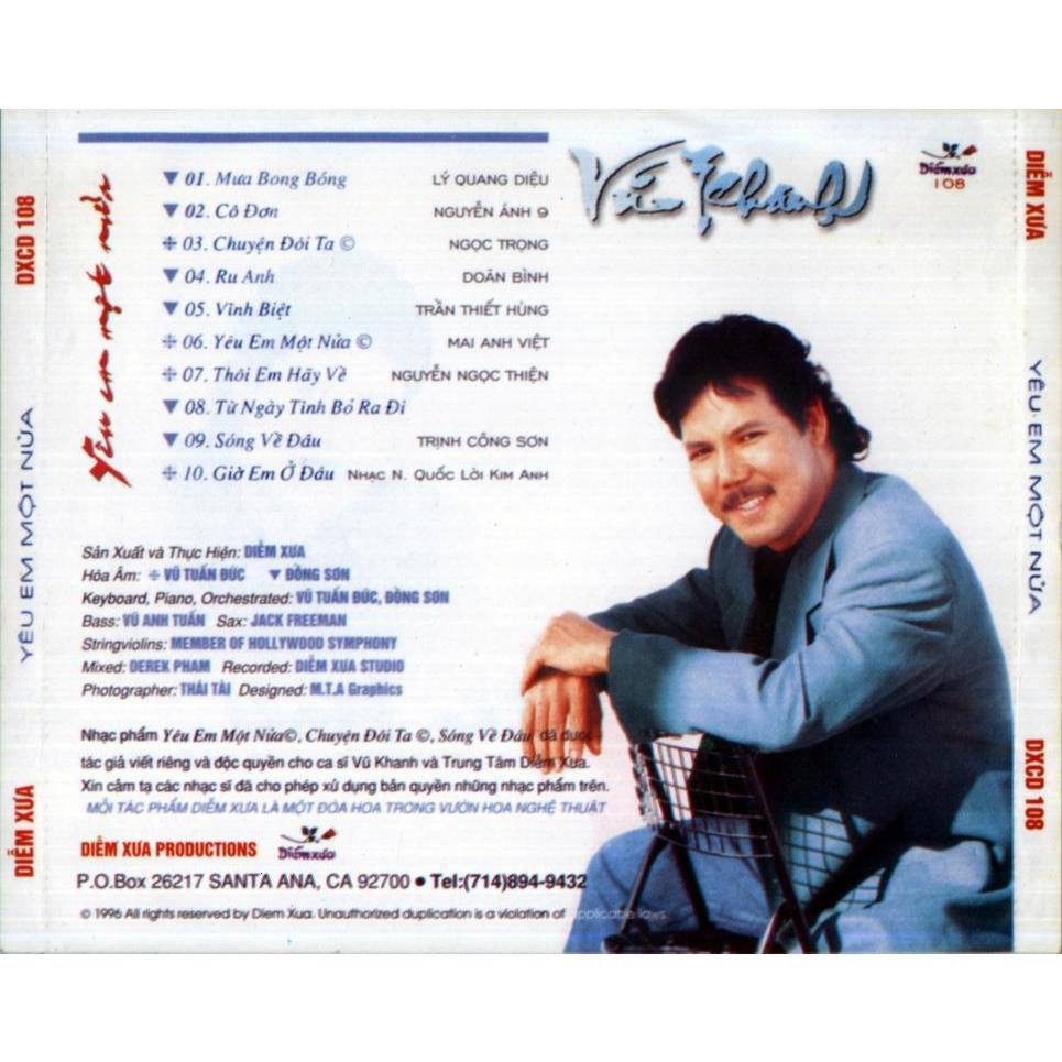 ĐĨA CD 3457. Diem Xua CD 108 _ Vu Khanh -Yeu em mot nua chất lượng