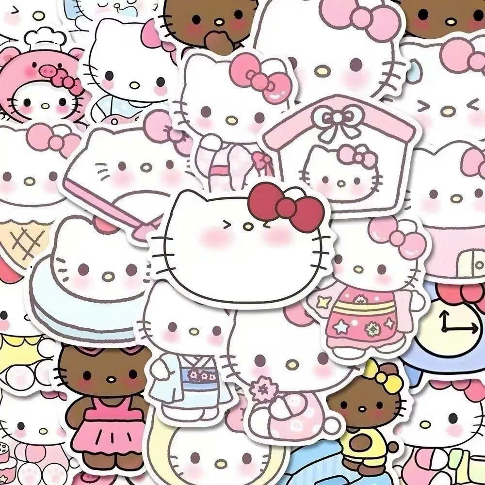 Miếng dán Sticker mèo HELLO KITTY emoji DIY hình dán graffiti mèo kitty cute trang trí sổ