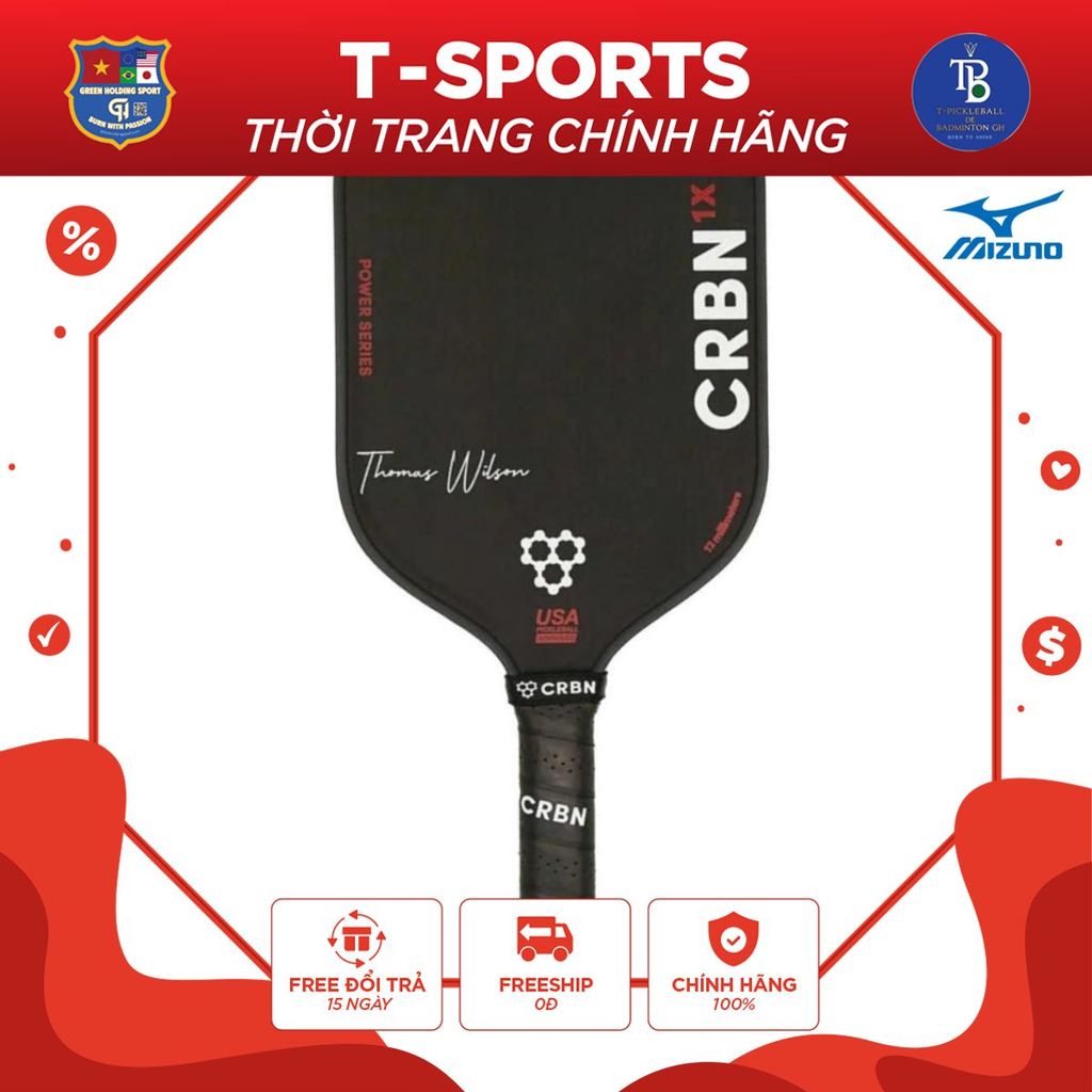 Vợt Pickleball CRBN 1X 12mm Series - Bề Mặt Carbon T700, Phù Hợp Người Chơi Trung Cấp