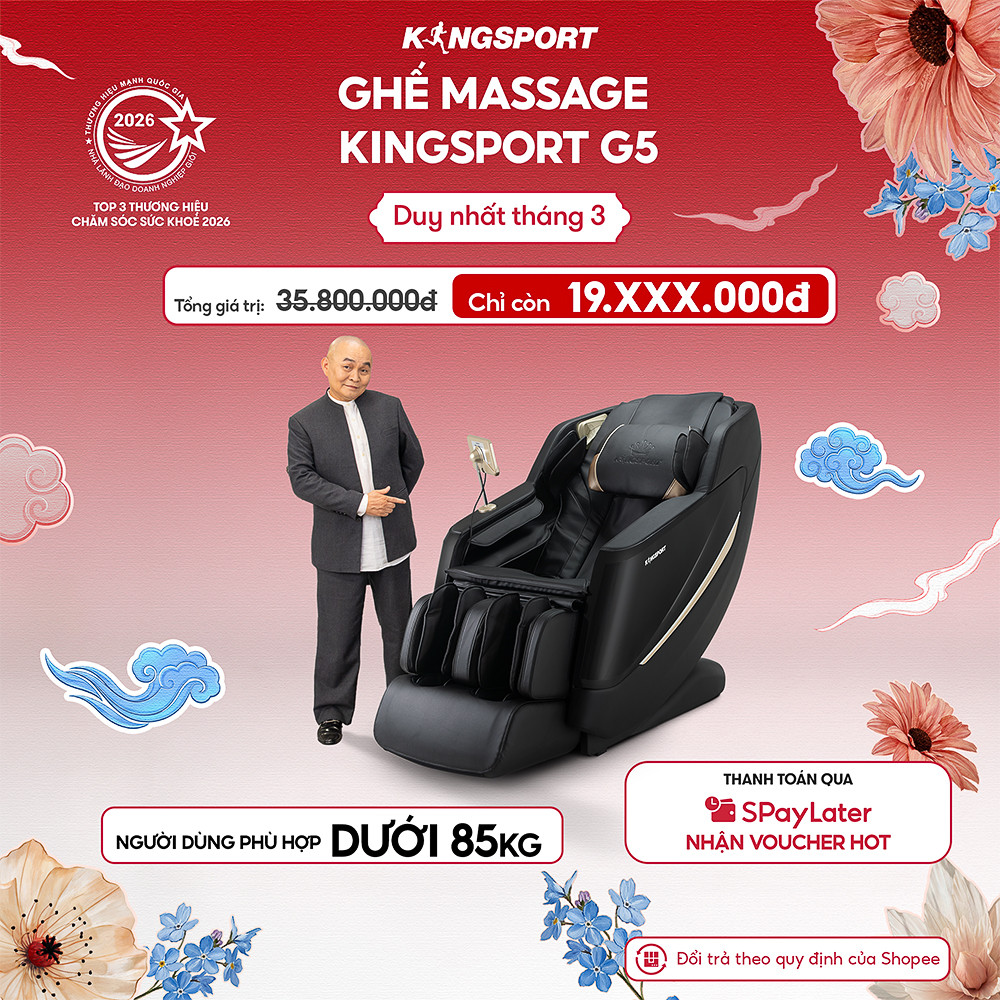CHỈ GIAO MIỀN BẮC | Ghế massage KINGSPORT Standard G5 BLACK cao cấp con lăn 3D với 8 bài tập, massage chuyên sâu