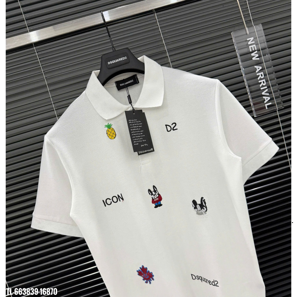 🔥Hot🔥Áo polo Dsquared2 thêu hình sticker thiết kế hot trend Nam nữ New 2025 Cao nguyen Chất