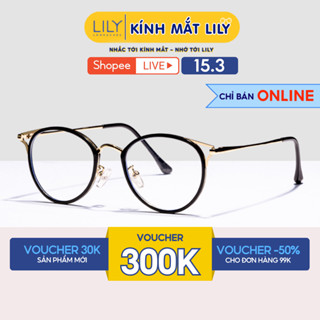 Gọng kính mắt mèo nữ Lilyeyewear nhựa phối kim loại thiết kế phong cách phụ kiện thời trang 9002329