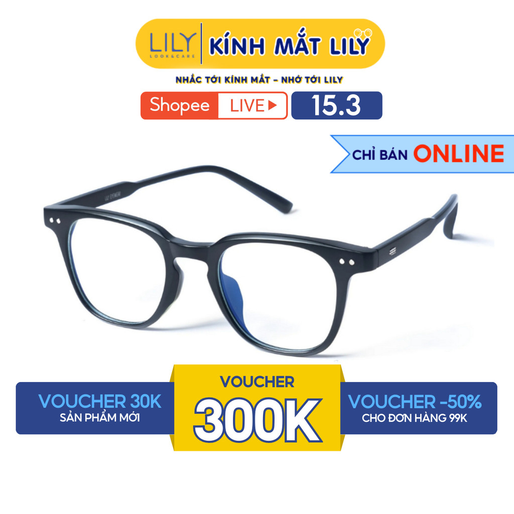 Kính cận nam Lily Eyewear chất liệu nhựa cứng cáp mắt vuông giả cận thời trang LUTTO 636