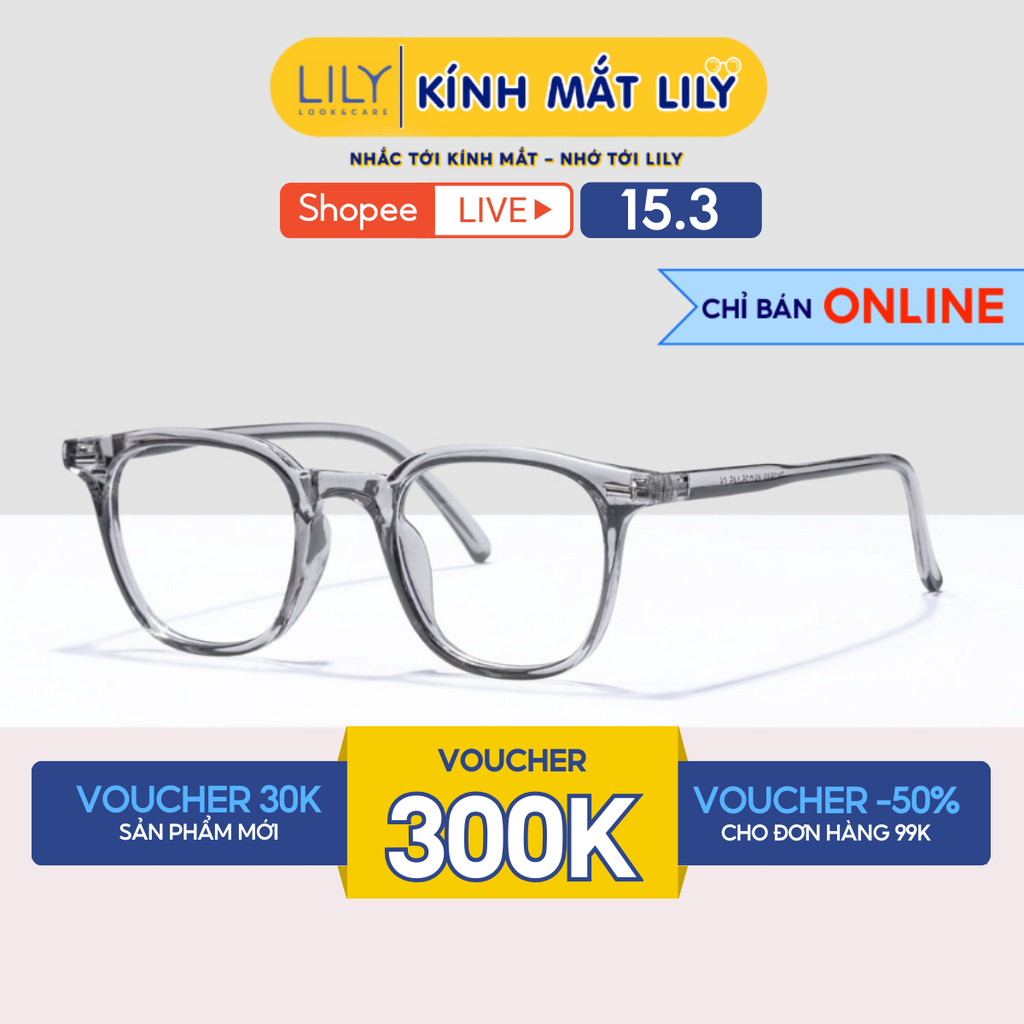 Kính gọng vuông nam nữ LILYEYEWEAR chất liệu nhựa cứng cáp kiểu dáng dễ đeo màu sắc thời trang 3589