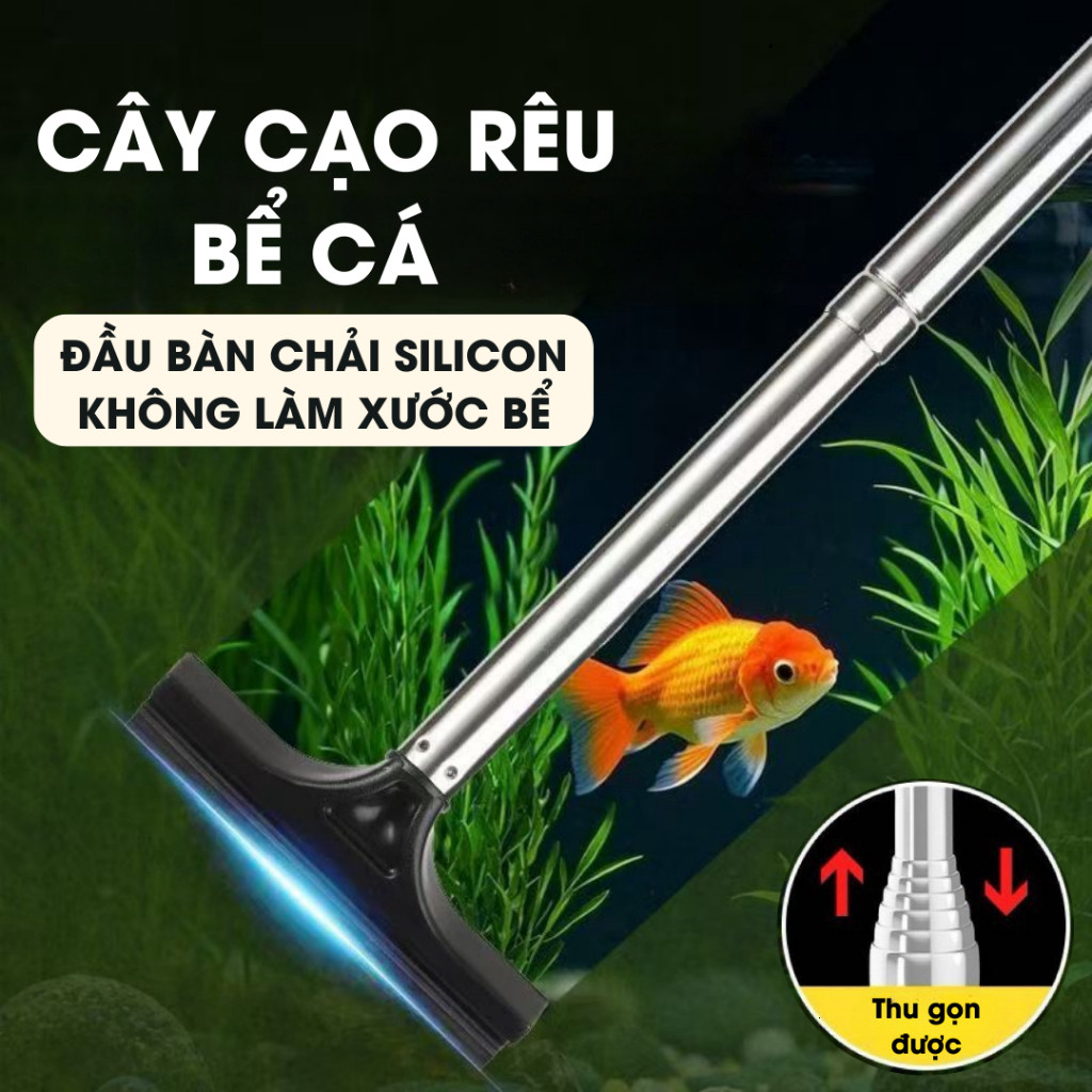 Cây cạo rêu bể cá, Dụng cụ vệ sinh tự động gấp gọn chất liệu bền bỉ Hally home - CS03