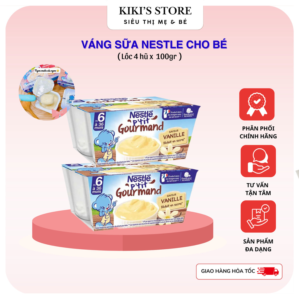 Váng sữa Nestle Pháp cho bé từ 6m (Lốc 4 hộp x 100gr)