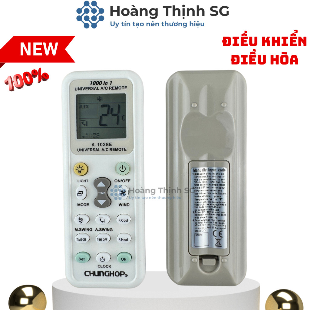 Điều khiển điều hòa CHUNGHOP K-1028E, remote máy lạnh CHUNGHOP K-1028E - Tặng kèm pin