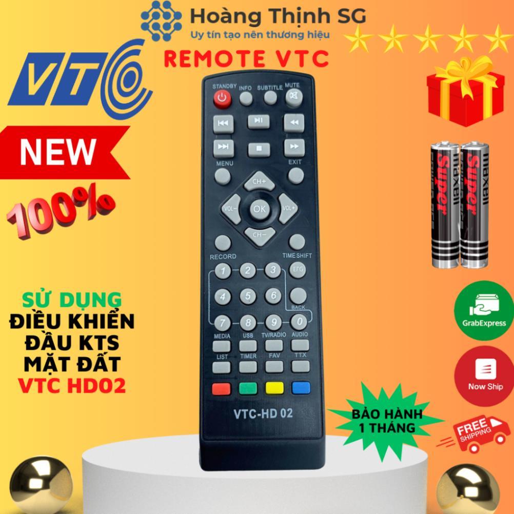 Remote điều khiển đầu KTS mặt đất VTC HD02, điều khiển tivi truyền hình vệ tinh VTC T205 - Tặng kèm 