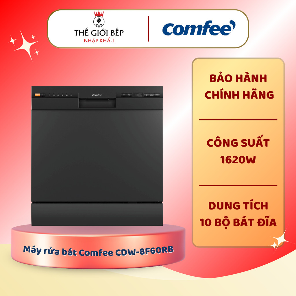 Máy rửa chén độc lập Comfee CDW-8F60RB – 10 Bộ Chén Đĩa, 7 Chương Trình Rửa