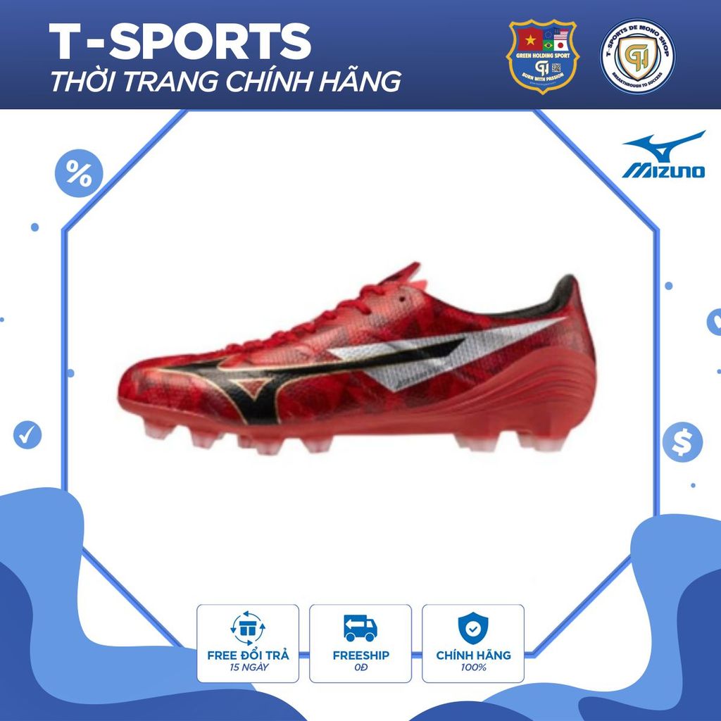 Giày Đá Bóng Mizuno Alpha 2 Pro FG Red Ruby