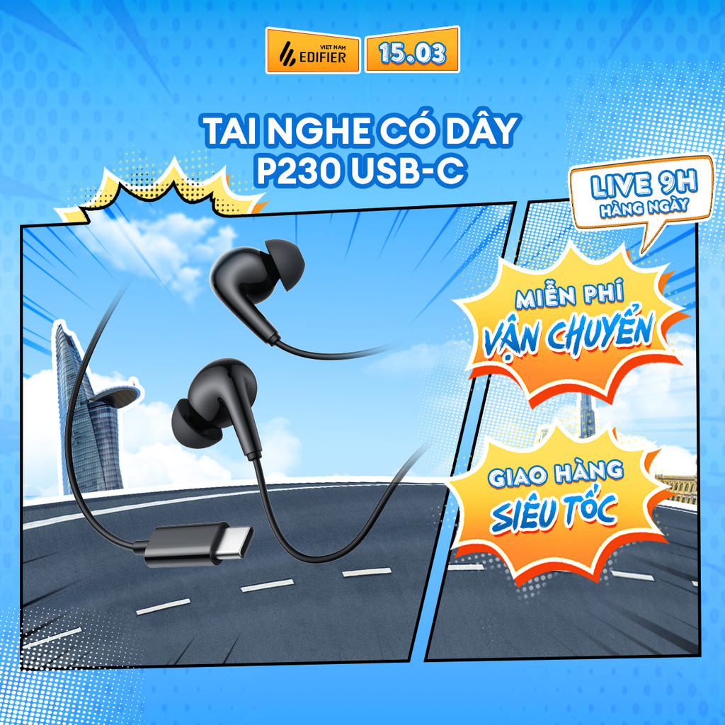 Tai Nghe Nhét Tai Có Dây EDIFIER P230 USB-C | EQ Cài Sẵn | Âm Thanh Chi Tiết | Kháng Nước, Bụi IP54 | Bảo Hành 15 Tháng | BigBuy360 - bigbuy360.vn