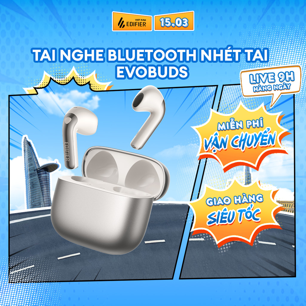 Tai Nghe Bluetooth EDIFIER EVOBUDS/EVOBUDS PRO | Chống Ồn Chủ Động | Tới 35H Sử Dụng | Bluetooth 6.1 | Bảo Hành 15 Tháng | BigBuy360 - bigbuy360.vn