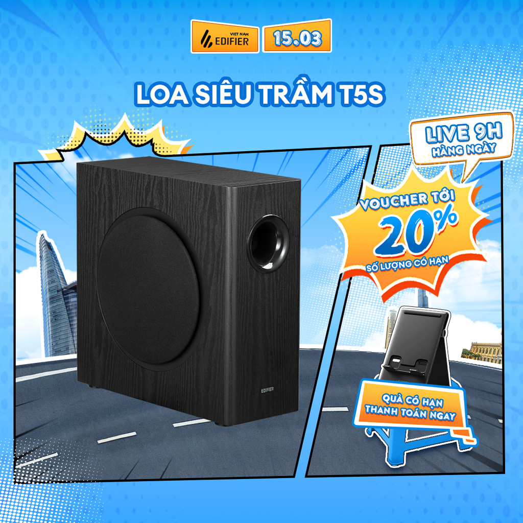 Loa Âm Trầm EDIFIER T5S | Công Suất Cực Đại 70W | Loa Bass 8 Inch | Khuếch Đại Âm Thanh Class D | Bảo Hành 15 Tháng | BigBuy360 - bigbuy360.vn