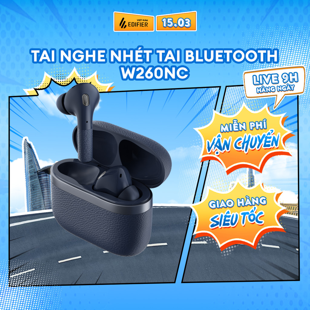 Tai Nghe Bluetooth Nhét Tai EDIFIER W260NC | Khử Ồn Chủ Động | Thời Gian Sử Dụng Đến 32H | Bảo Hành 15 Tháng | BigBuy360 - bigbuy360.vn