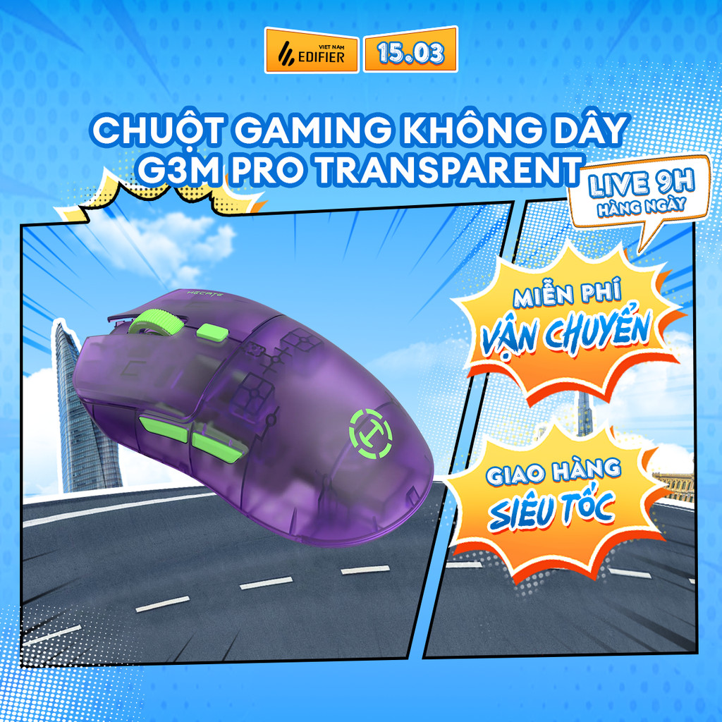 Chuột Gaming Không Dây EDIFIER G3M PRO | Thời Gian Sử Dụng Đến 70H | Độ Trễ Thấp 1ms | 3 Chế Độ | Bảo Hành 15 Tháng | BigBuy360 - bigbuy360.vn