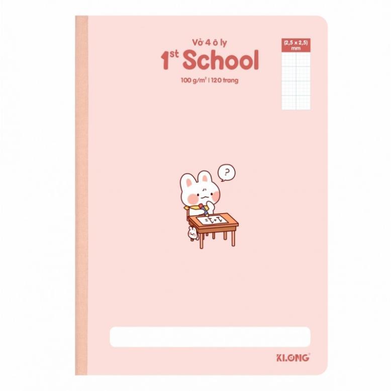 Vở 4 ô ly may dán gáy 1st School KLONG B5 120 trang 100/76; MS: 061