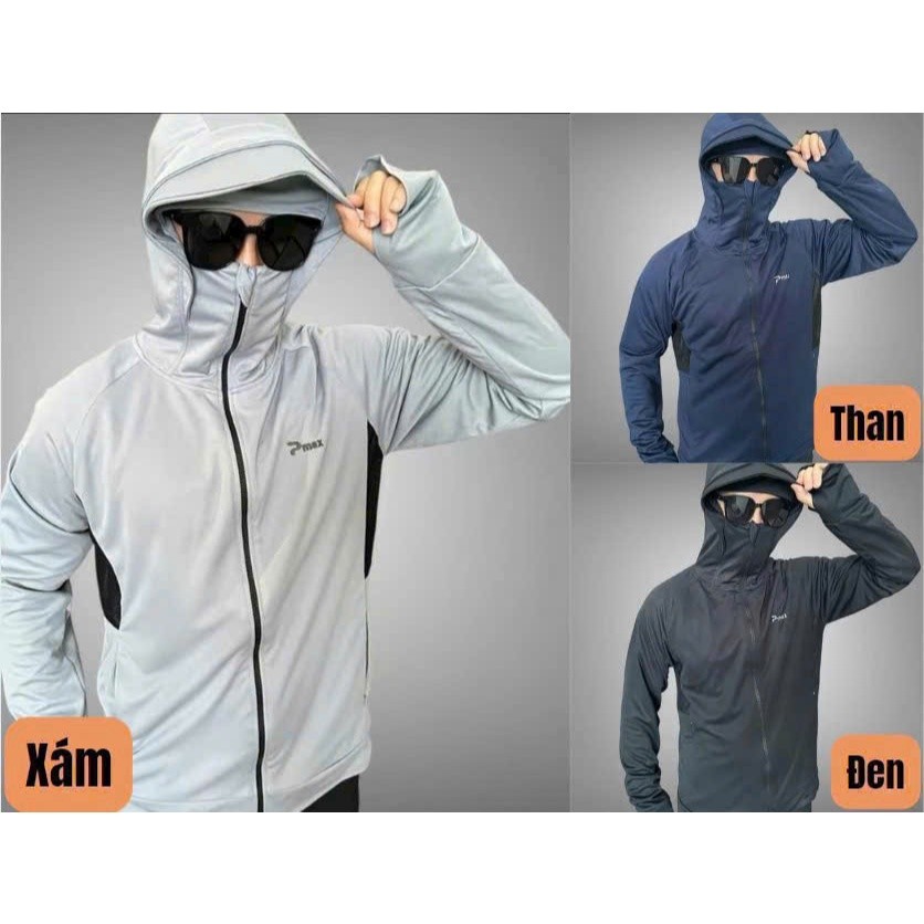 Áo chống nắng 2 lớp nam, nữ PMAX dày dặn cản tia UV, bụi mịn kiểu dáng basic, thể thao DV08