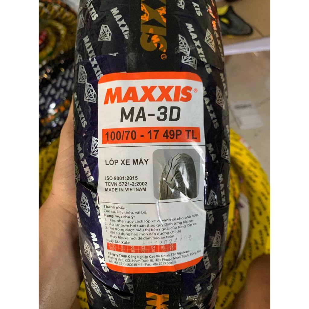 Vỏ lốp MAXXIS 100/70-17 lắp cho xe EXCITER 135 5 số, WINNER, EXCITER 150 HẠ SIZE. Vỏ không ruột