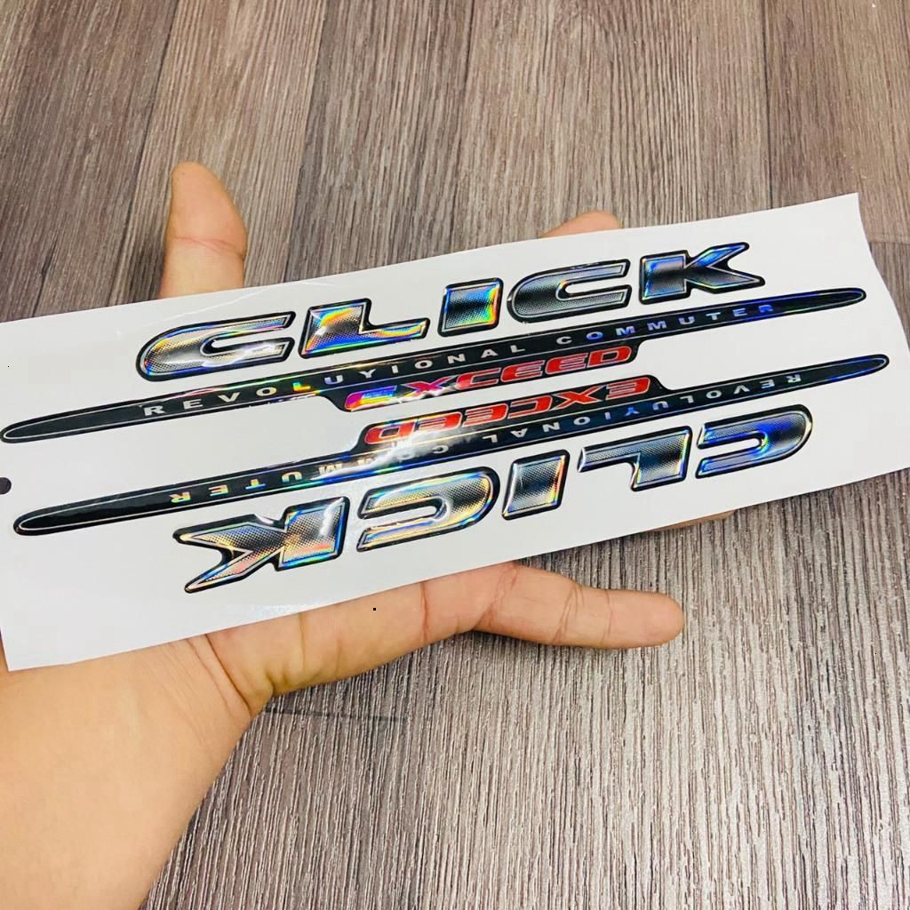 Bộ tem nổi chữ Click Axceed dán xe  click 110 các đời, chất liệu nhựa dẻo nổi