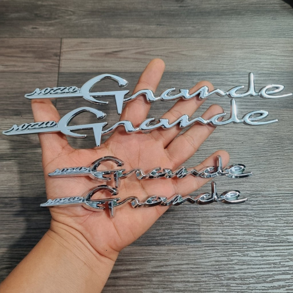 Tem logo chữ xe Nozza Grande chất liệu nhựa cứng mạ crom sư dụng cho dòng xe YAMAHA