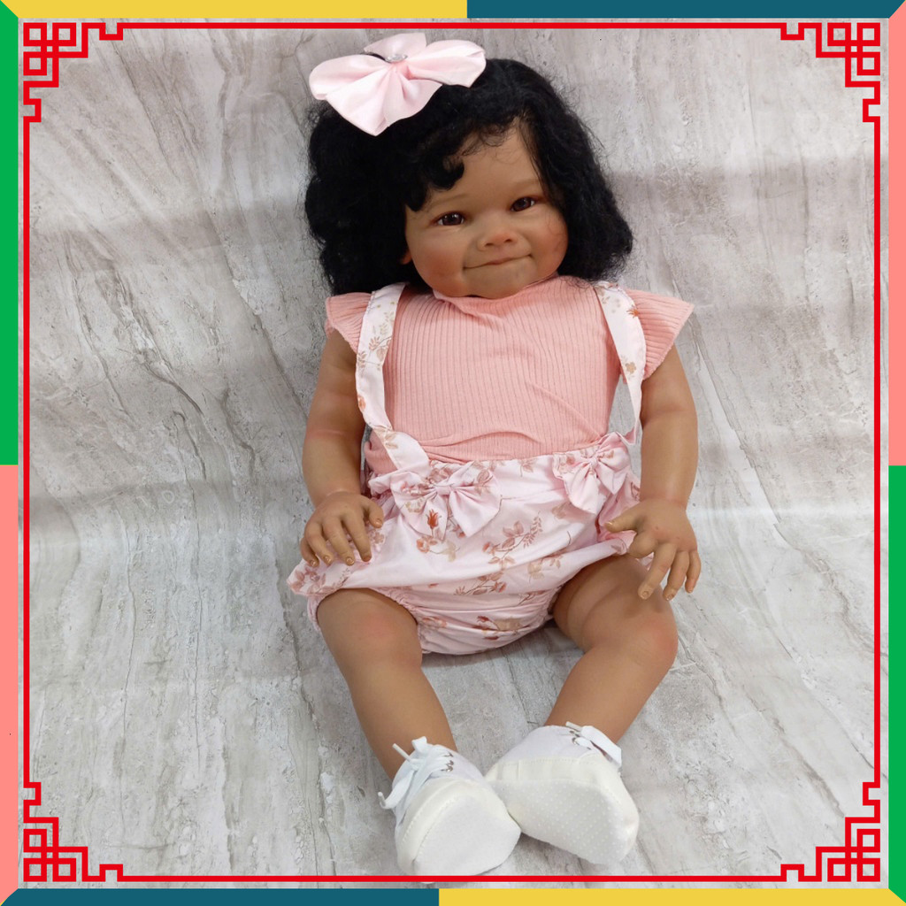 Búp Bê Raya Da Ngâm Thân Gòn Cái Cười 60cm Vinyl Vinyl Doll Reborn 3D Tóc Cấy