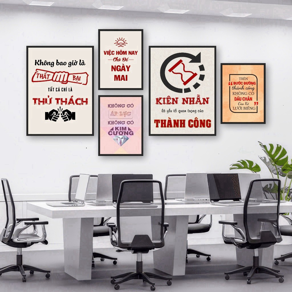 tranh decor dán tường, xưởng in tranh Phát Tín, slogan tạo động lực mẫu mới, trang trí decor nhà cửa