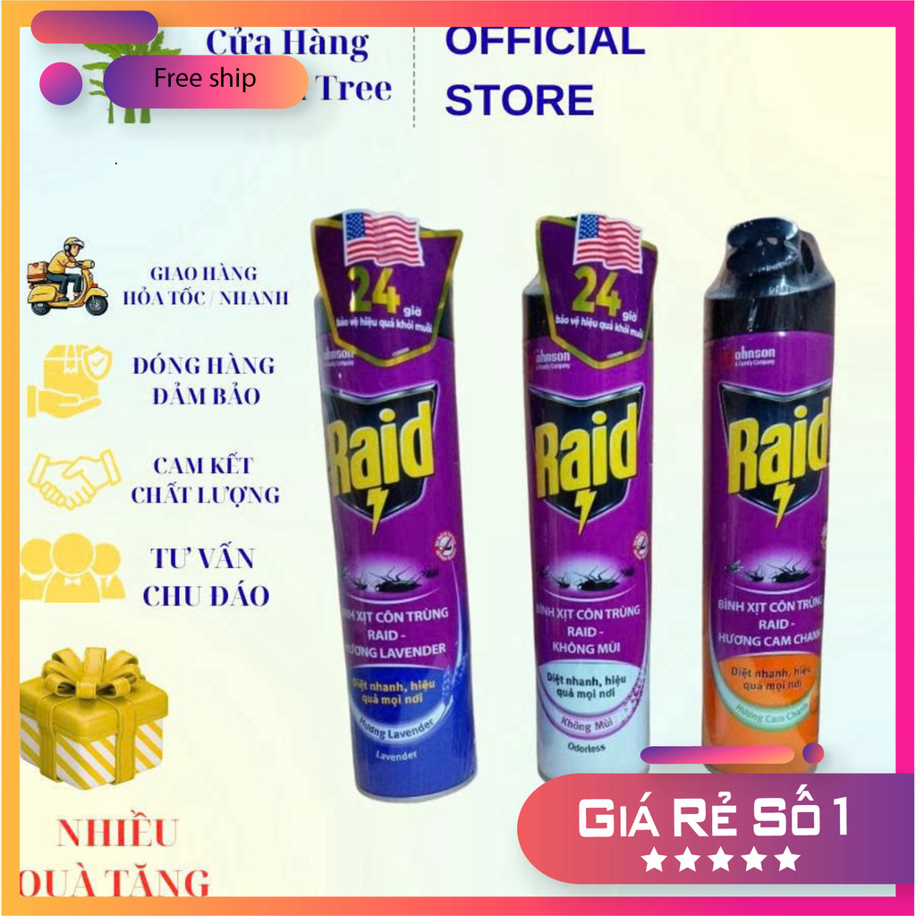 Bình xịt côn trùng, xịt chuyên muỗi Raid chai 600ml