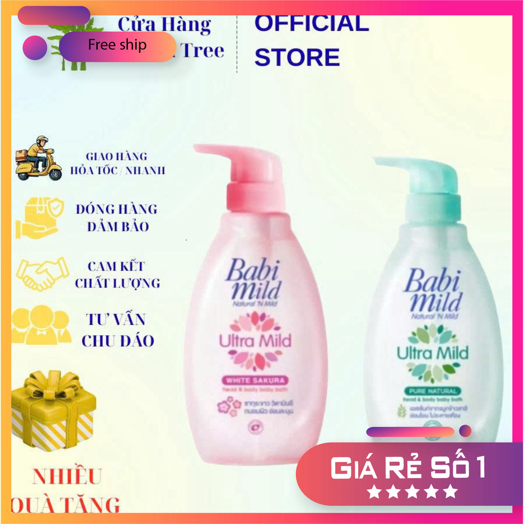 Sữa tắm trẻ em Babi Mild chai 380ml