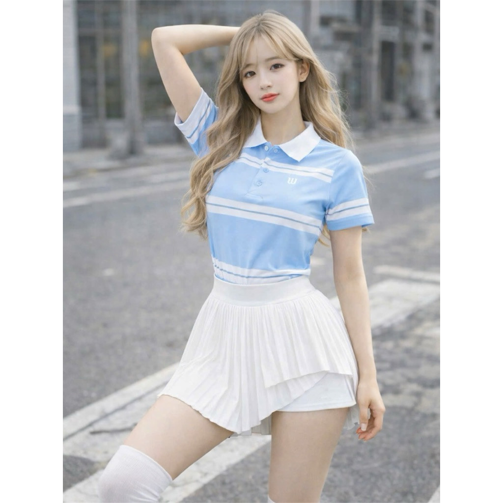 [KL Sport] Set thể thao nữ QC áo polo wilson cùng chân váy vạt chéo trẻ trung thanh lịch - Picklebal