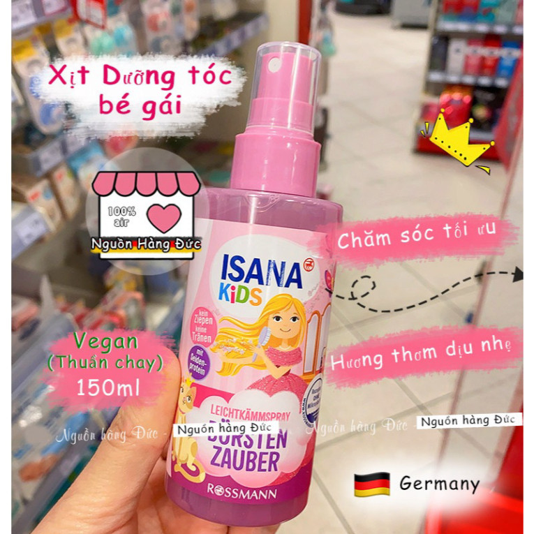 Xịt dưỡng tóc bé gái Isana, Balea công chúa Đức an toàn, xịt dưỡng tóc trẻ em - Nguồn hàng Đức Rachs